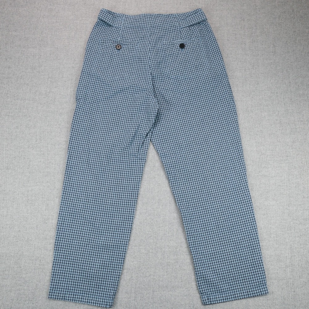 Sundance Pants Womens 4 Blue Gingham Ankle Linen Cotton 27 Waist 25.5 Inseam - Picture 2 of 15